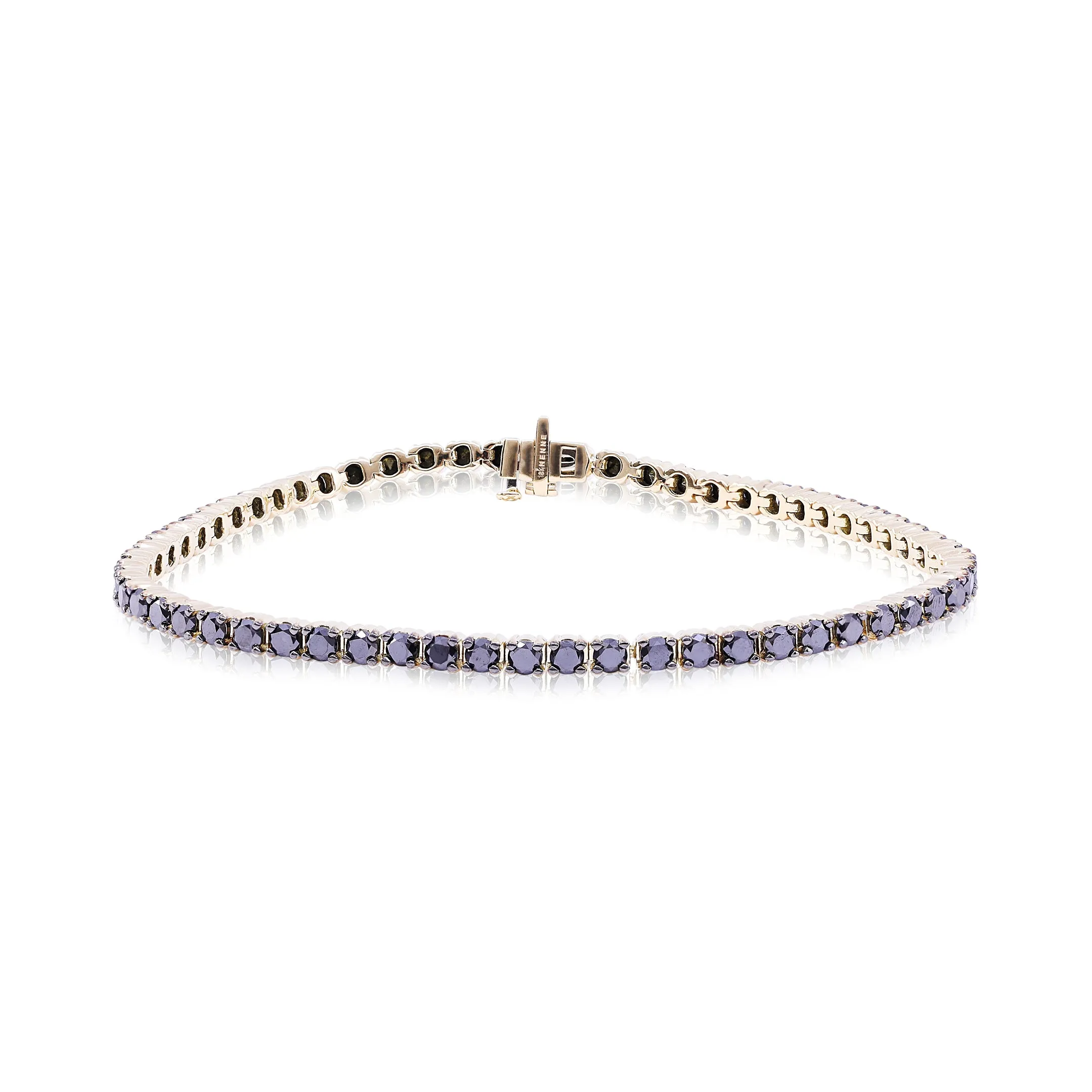 14K YELLOW GOLD ROUND BLACK DIAMOND TENNIS BRACELET