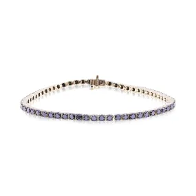 14K YELLOW GOLD ROUND BLACK DIAMOND TENNIS BRACELET