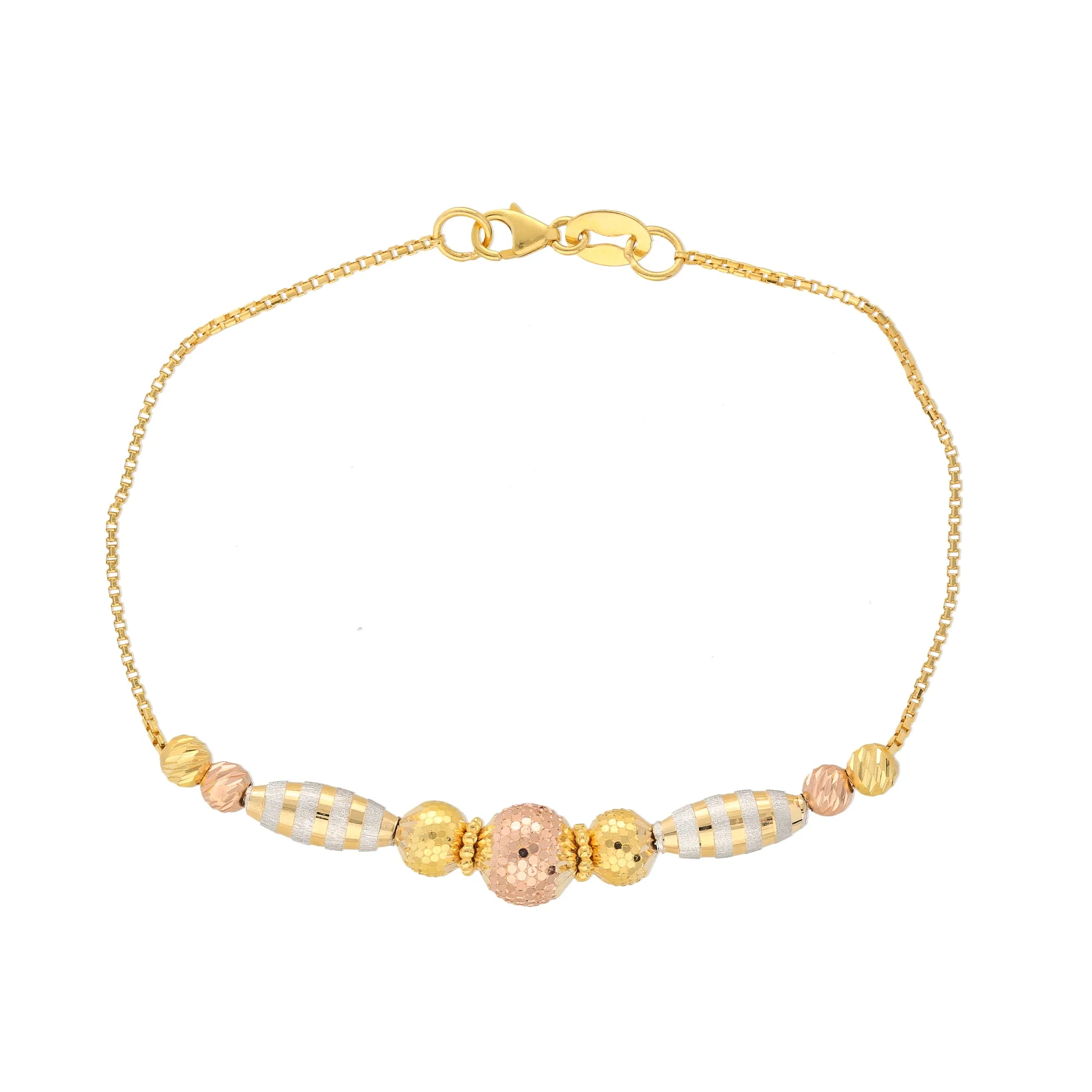 22K Multi-Tone Gold Beaded Bracelet (6.6m)