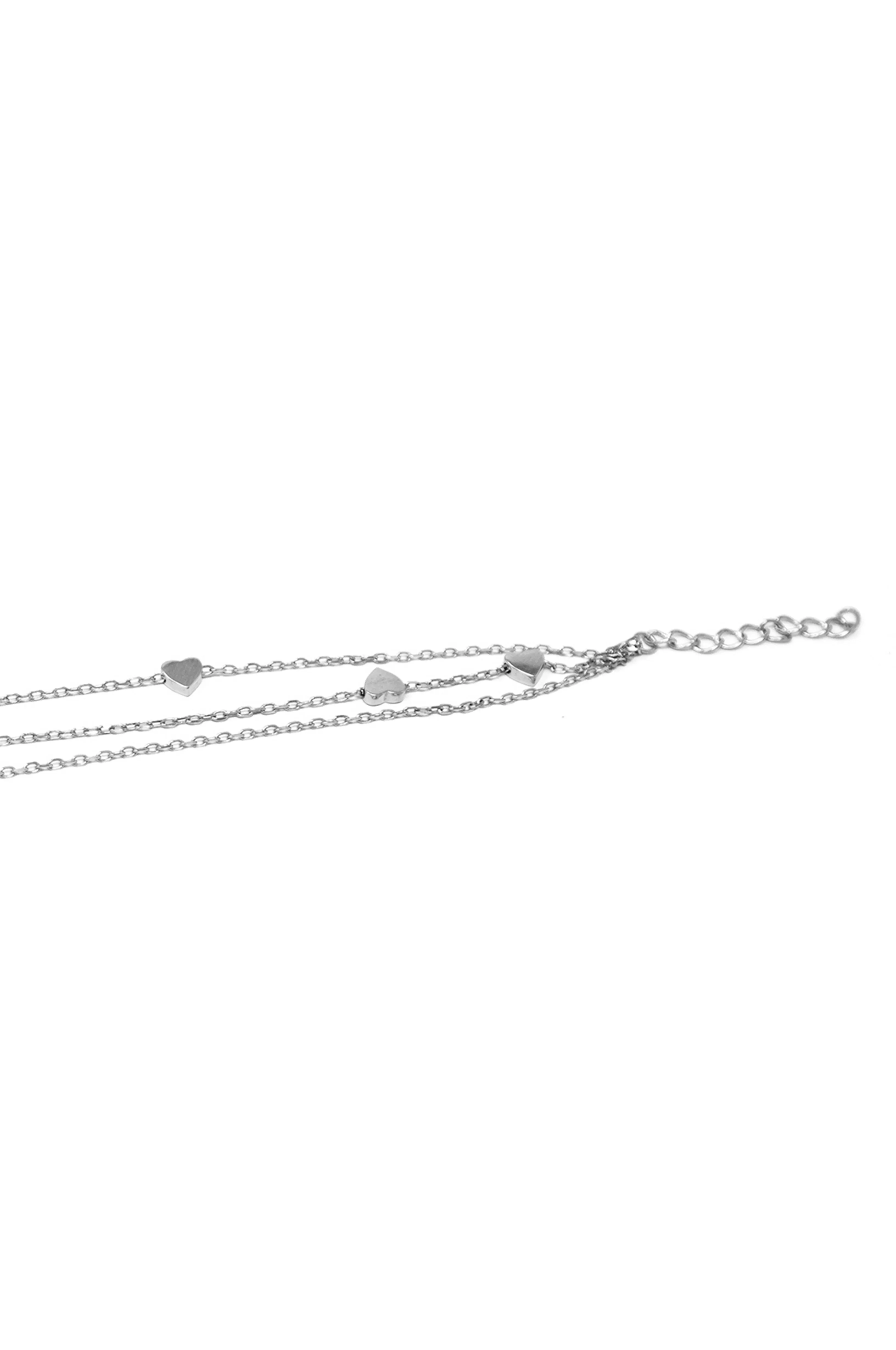 3 Layer Dancing Hearts Sterling Silver Chain Bracelet