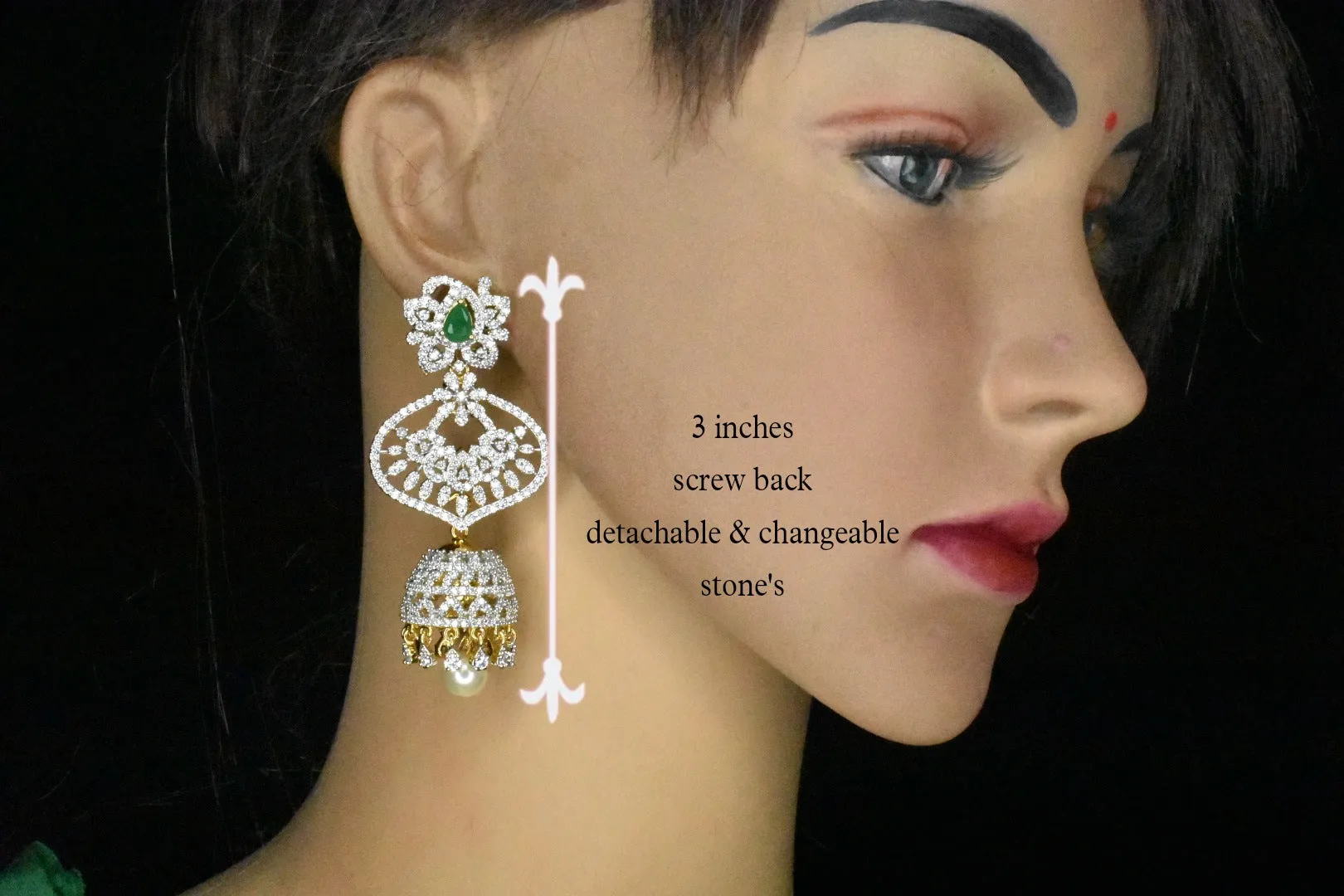 4 in 1 detachable diamond jhumkas