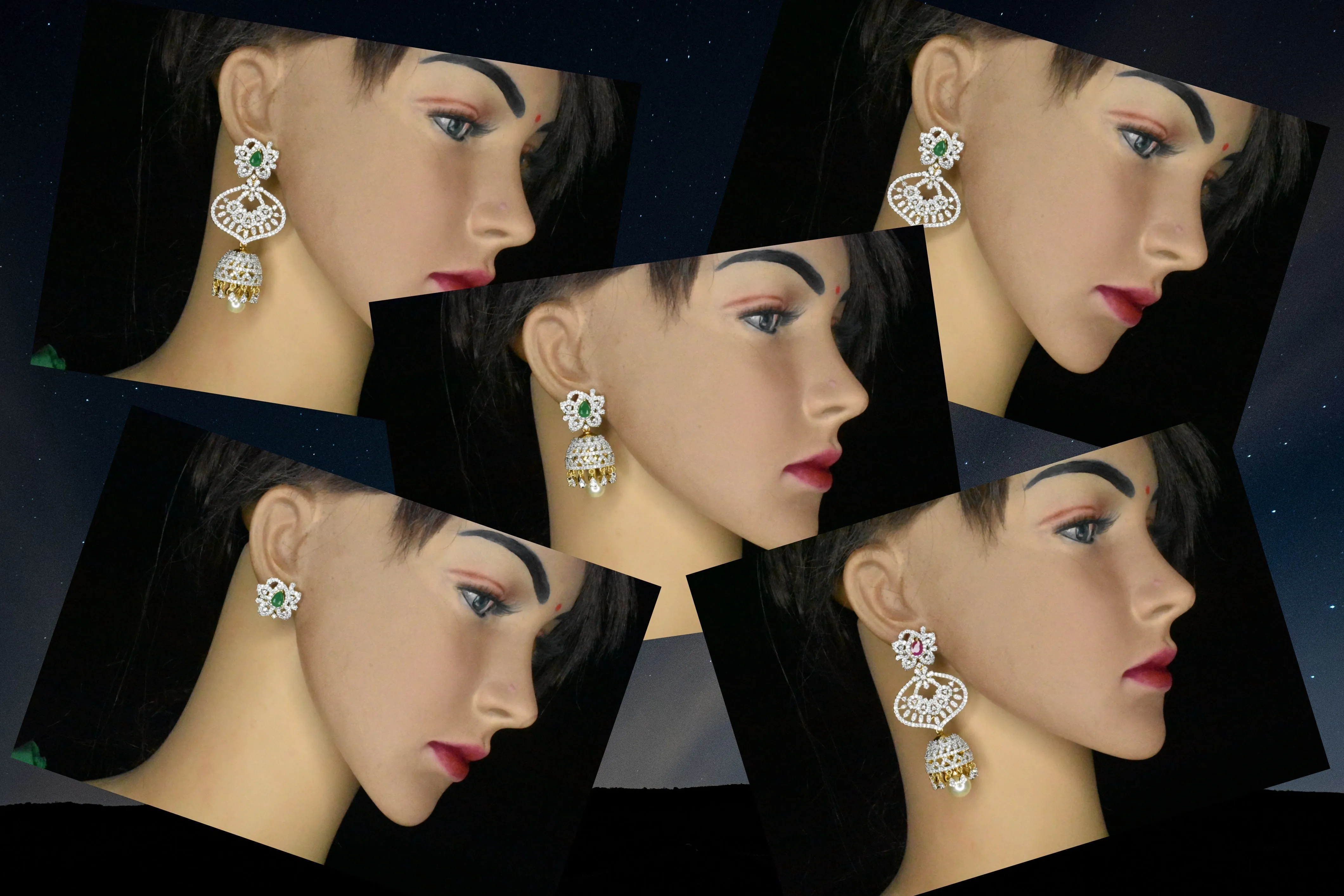 4 in 1 detachable diamond jhumkas