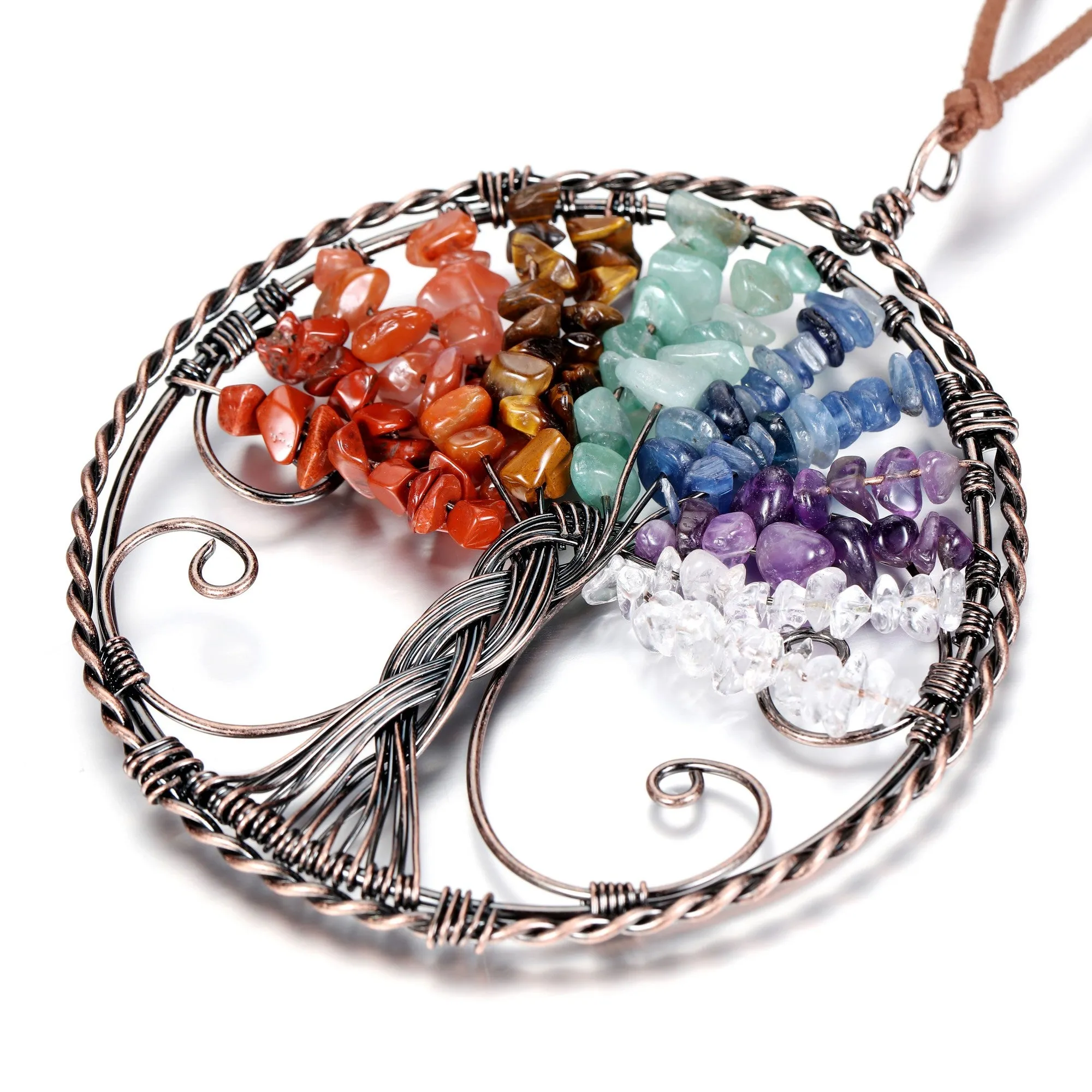 7 Chakra Healing Crystals Tree of Life Hanging Ornament | Jovivi