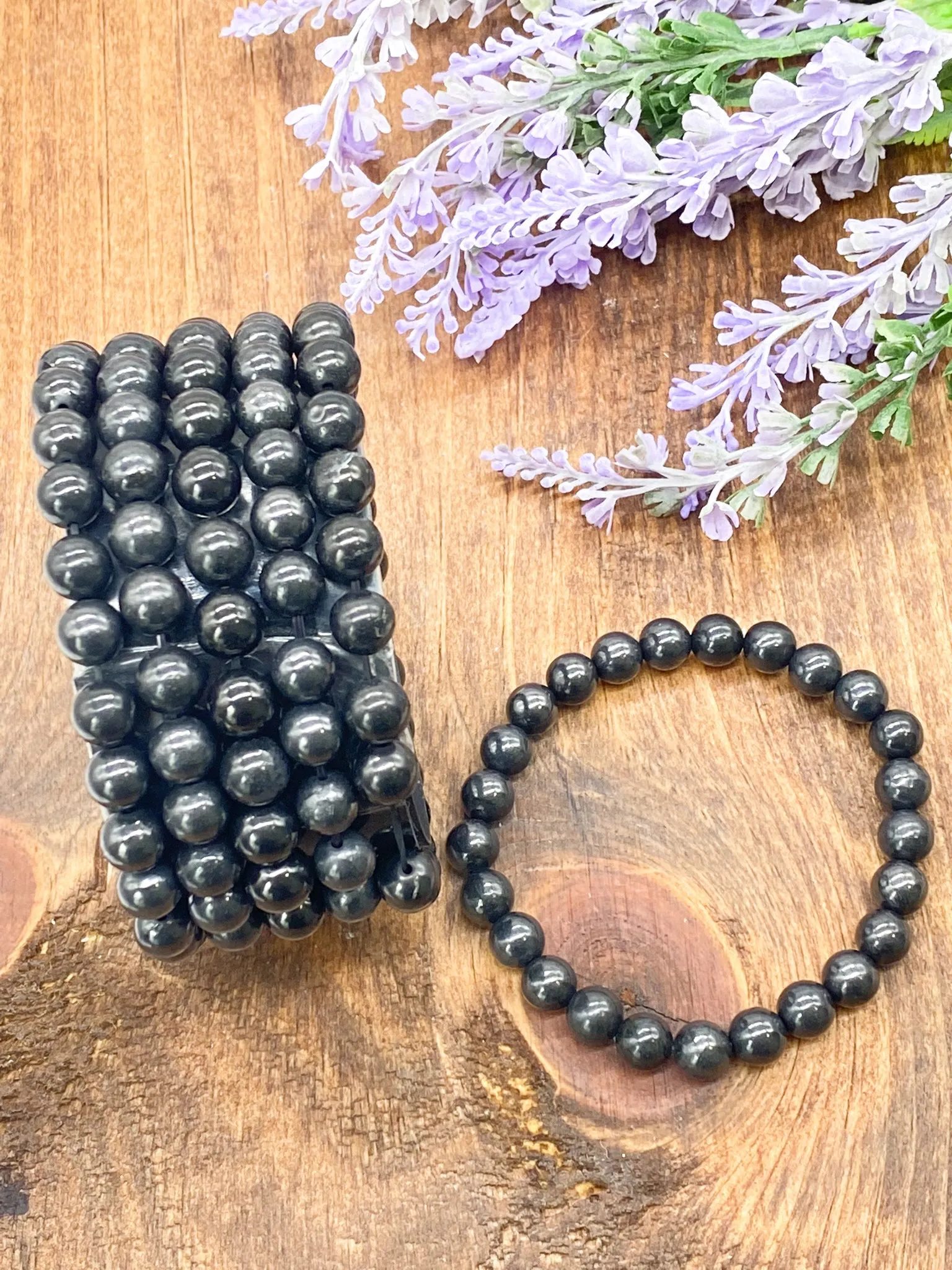 8 MM Shungite Bracelets, Healing Natural Crystal Bangle, Stackable Bracelet, EMF Jewelry, EMF Protection Bracelet