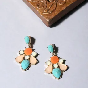 Accessorize London Women's Eclectic Gem Short Drop Earrings