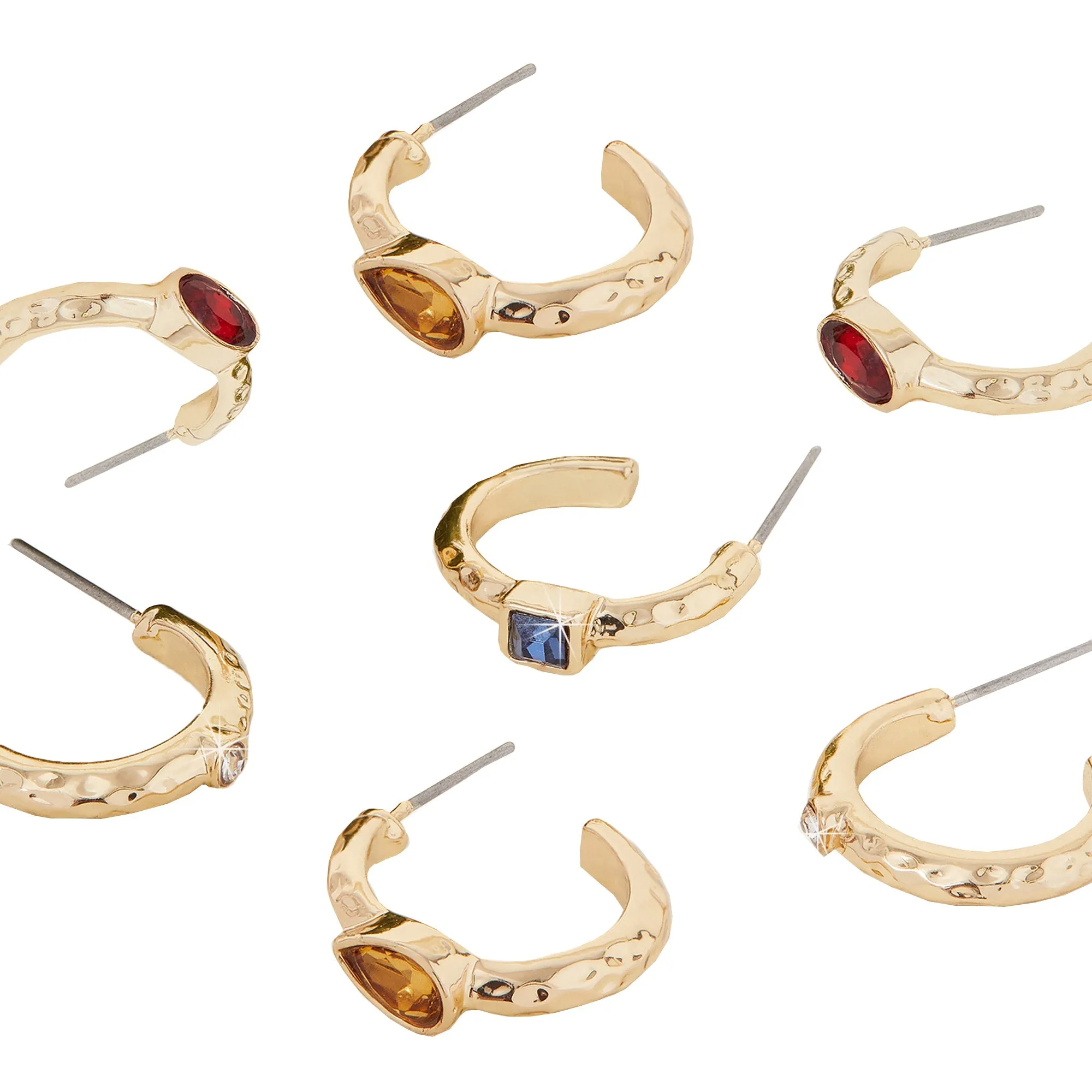 Accessorize London Women's Mixed Gem Huggie Hoops 4 Pack