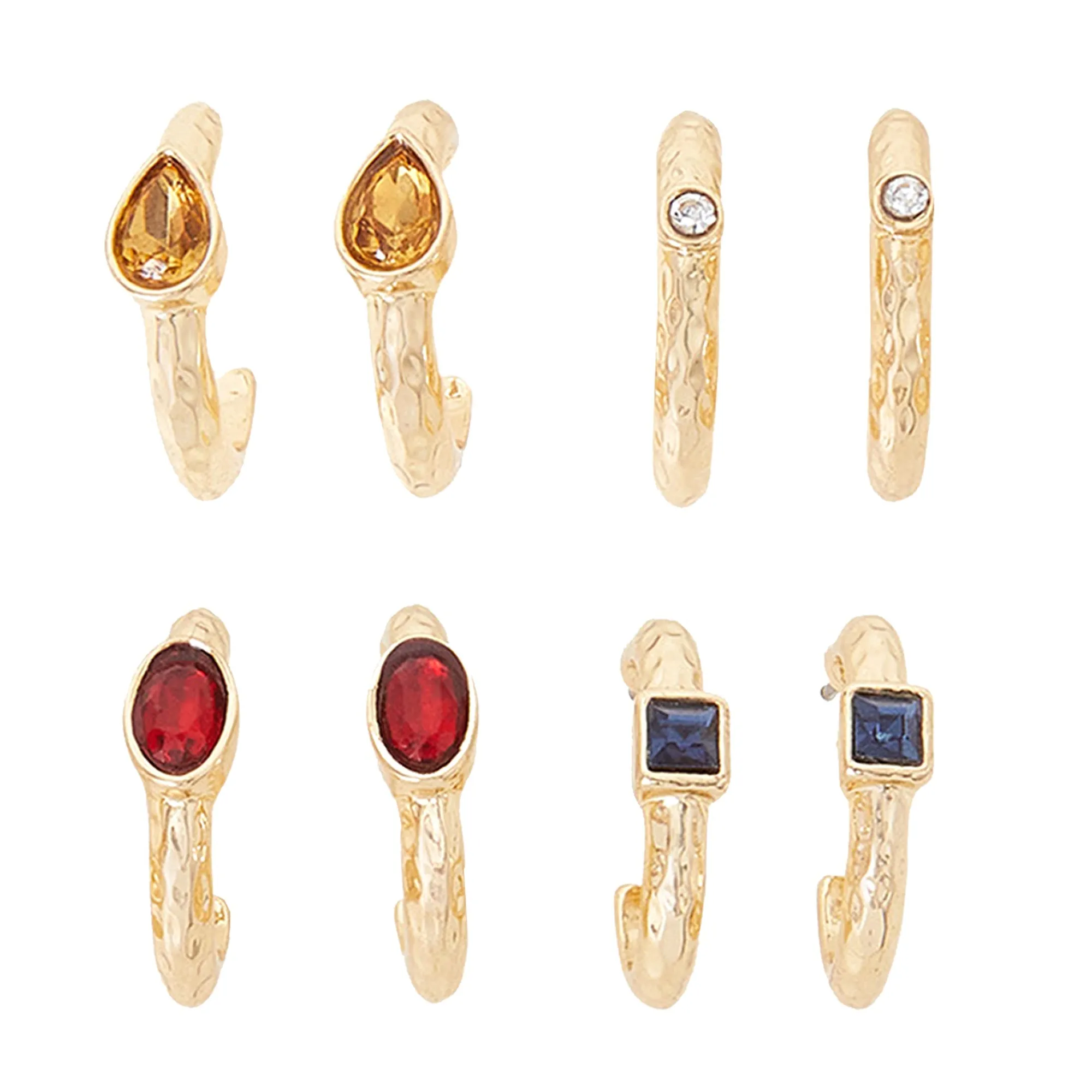 Accessorize London Women's Mixed Gem Huggie Hoops 4 Pack