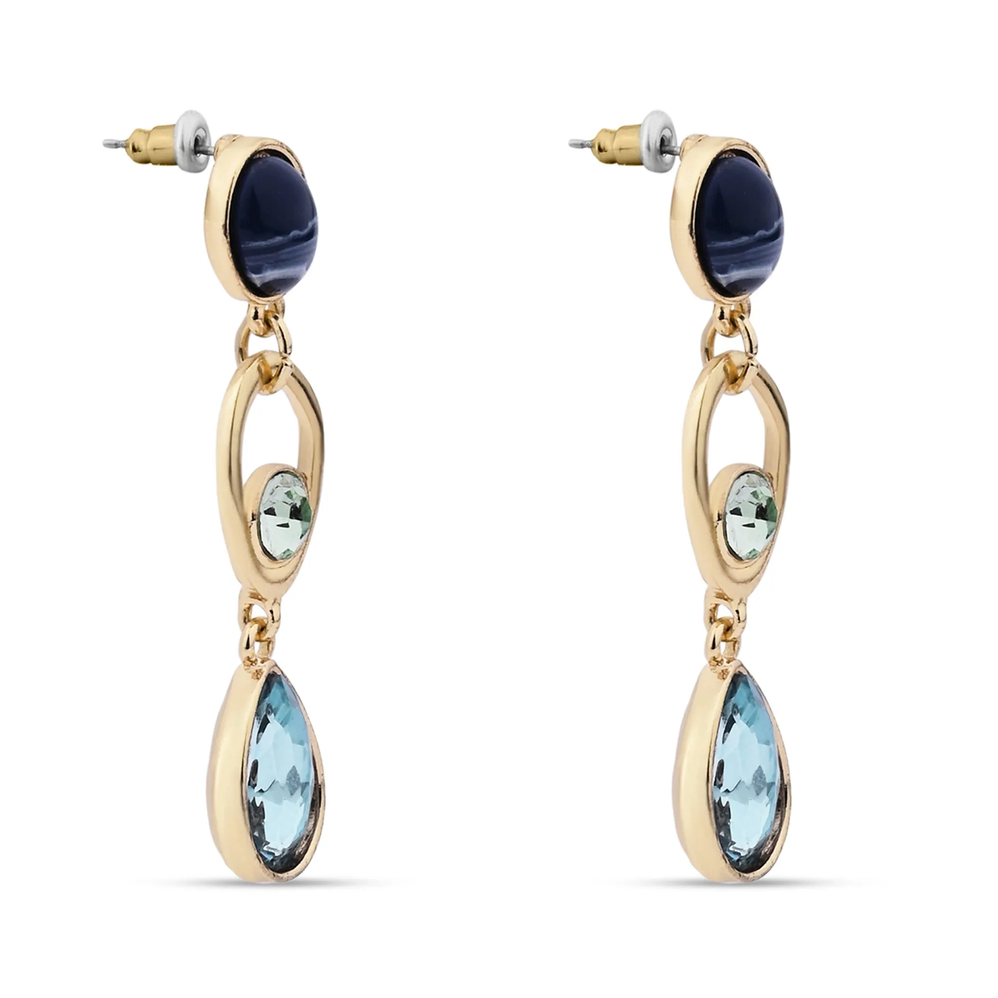 Accessorize London Women's Triple Gem Teardrop Earrings