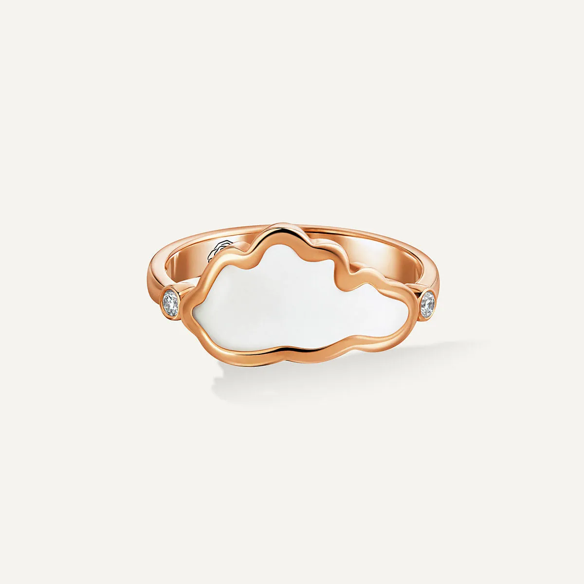 Allusia Love White Enamel 18K Rosegold Ring w. Diamonds