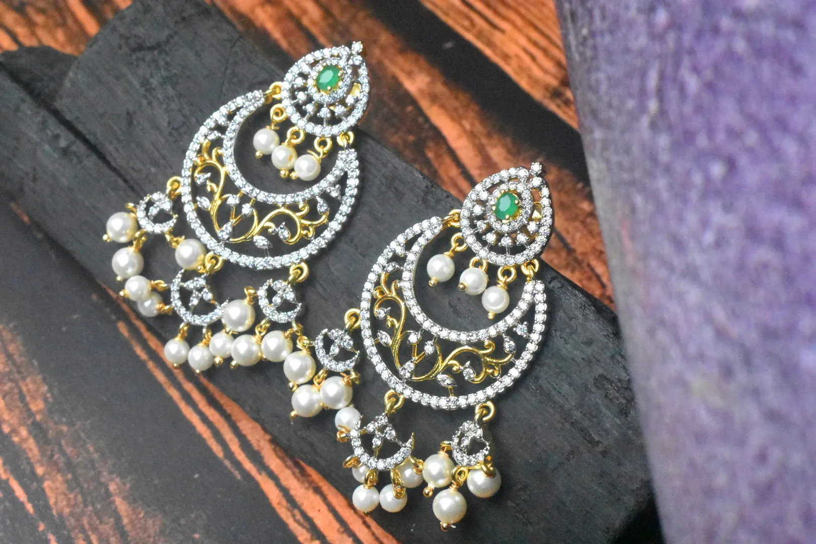 American Diamonds Chandbali Earrings By Asp Fashion Jewellery