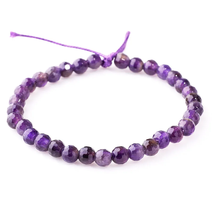 Amethyst 6mm Round Faceted - Large Hole Beads