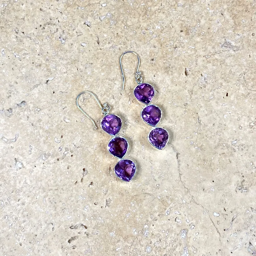 Amethyst Earrings - Grace Trio