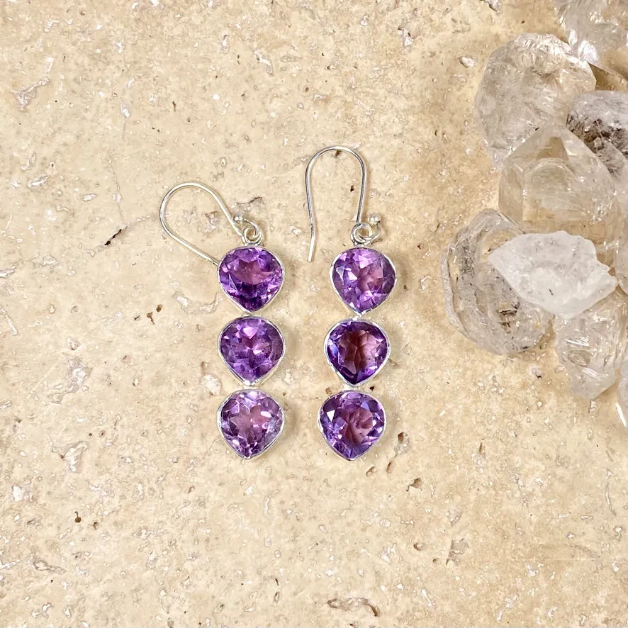 Amethyst Earrings - Grace Trio