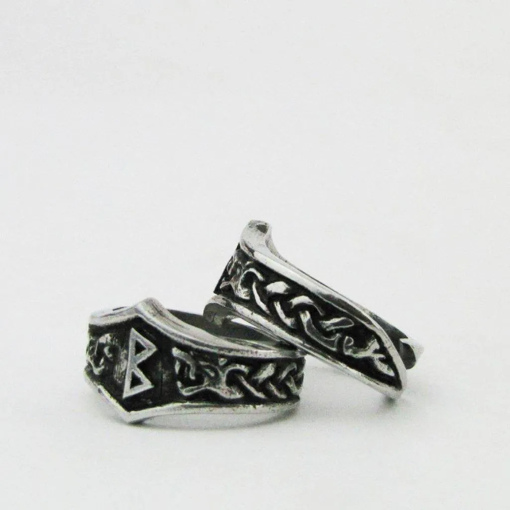 Asgard Berkanan Letter B Rune Ring - Adjustable