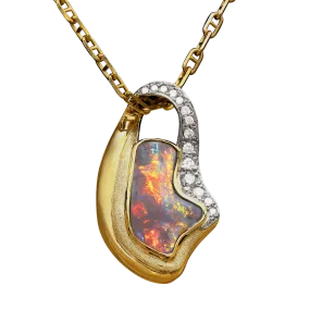 Black Opal, Diamond, 18K Gold & Platinum Necklace