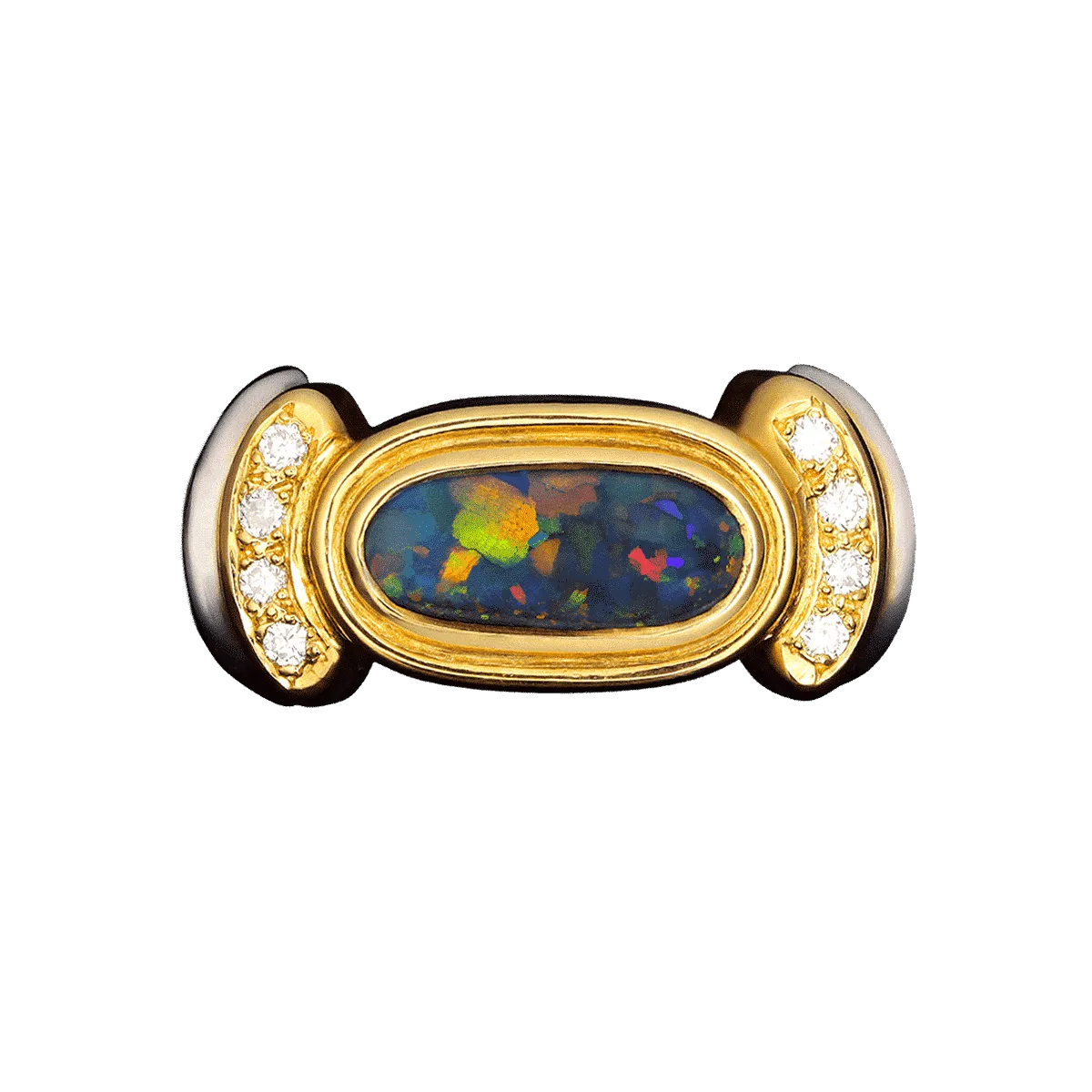 Black Opal, Diamond, 18K Gold & Platinum Ring