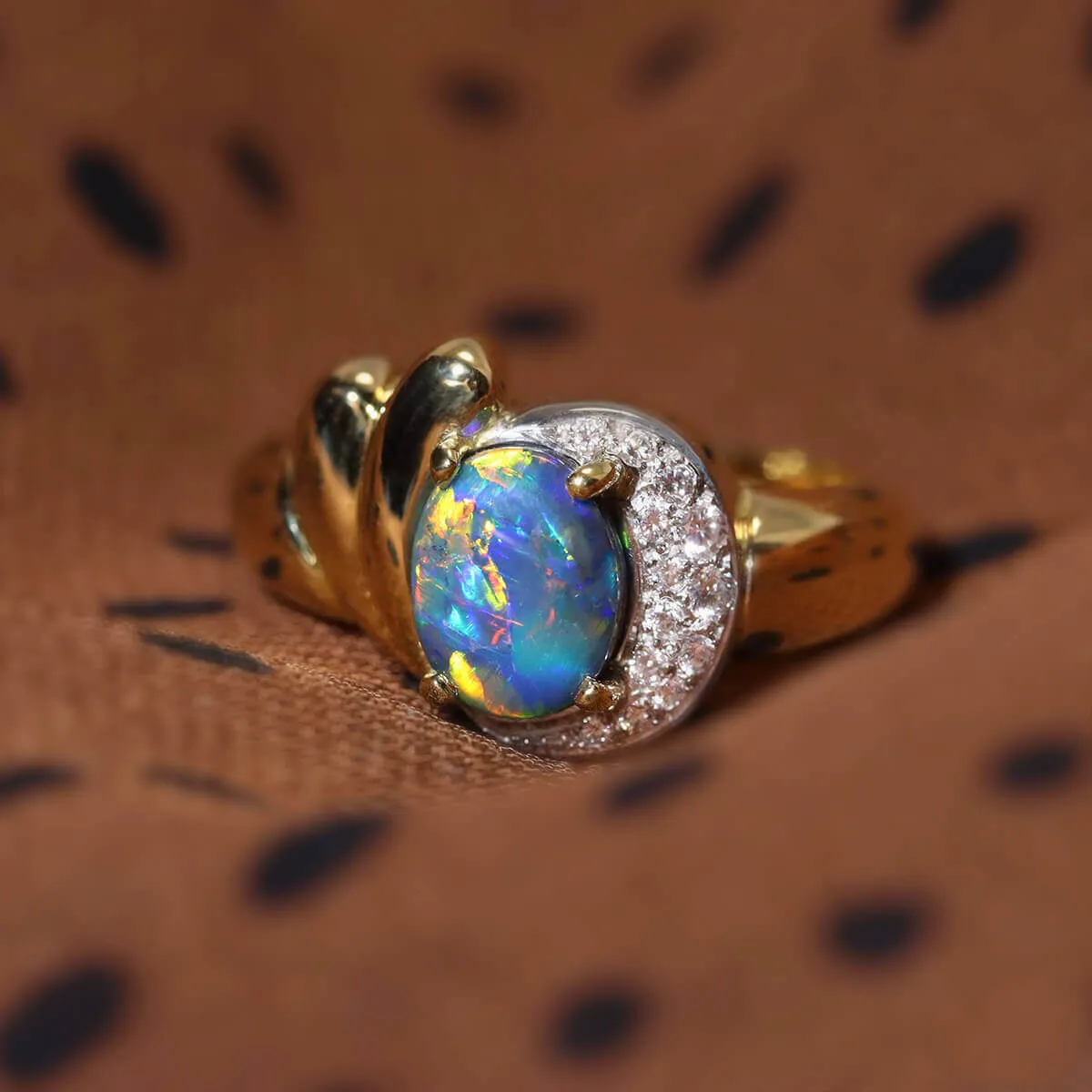 Black Opal, Diamond, 18K Gold & Platinum Ring