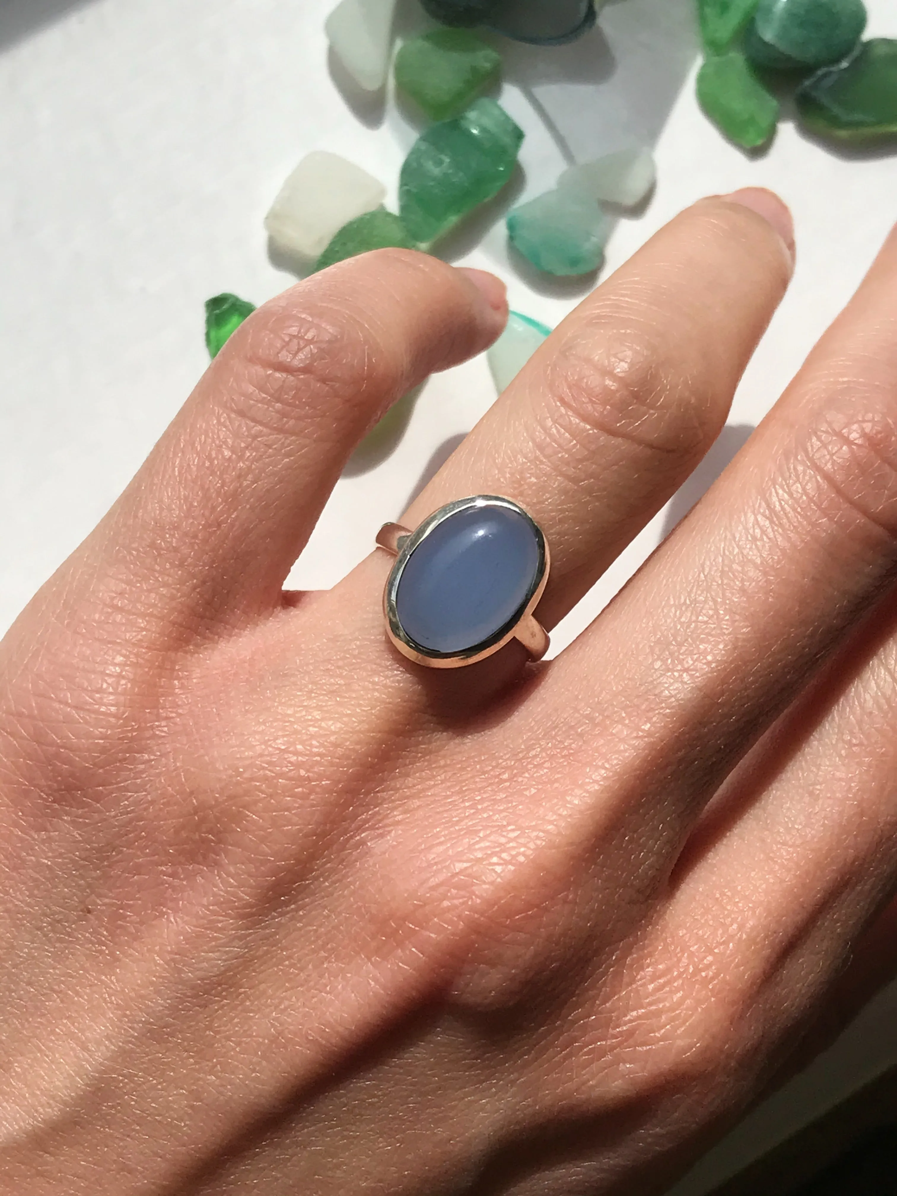 Blue Chalcedony Ariel Ring (US 7)