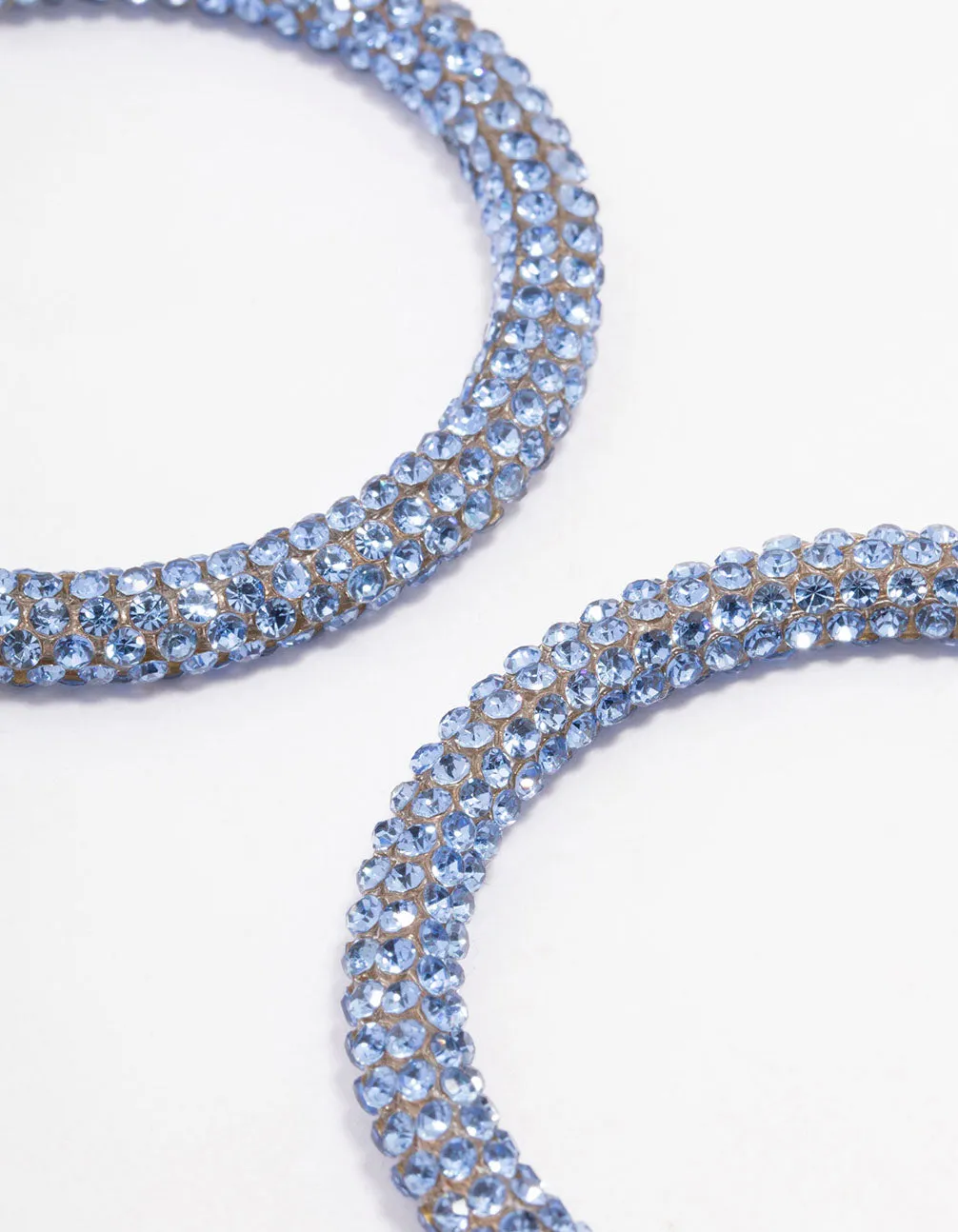 Blue Encrusted Hoop Earrings 40mm