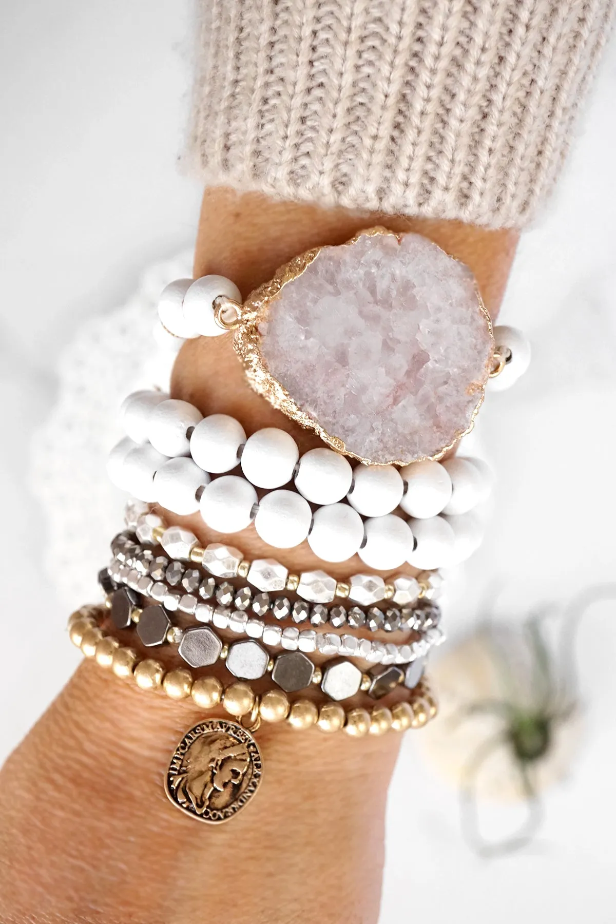 Bohemian Bracelet Set with a Coin