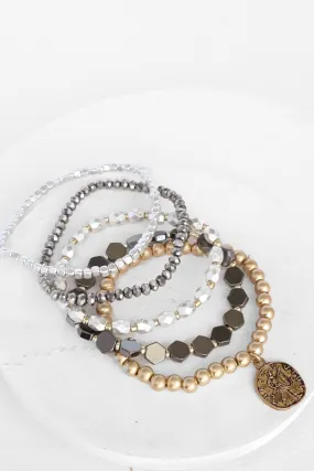 Bohemian Bracelet Set with a Coin