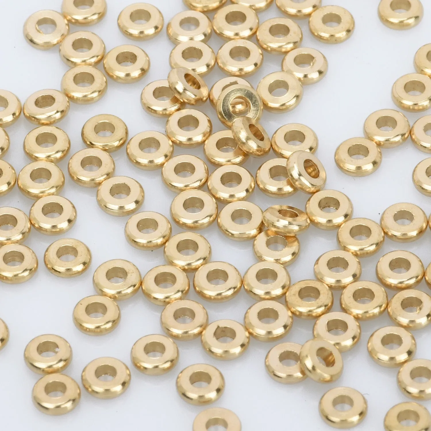 Brass Spacer Beads 4/5/6/8/10 mm Round Discs Flat Beads Spacers Rondelle Spacer Donuts Findings 100pcs 102794