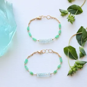 Bristol - Aquamarine and Chrysoprase Gold Bracelet