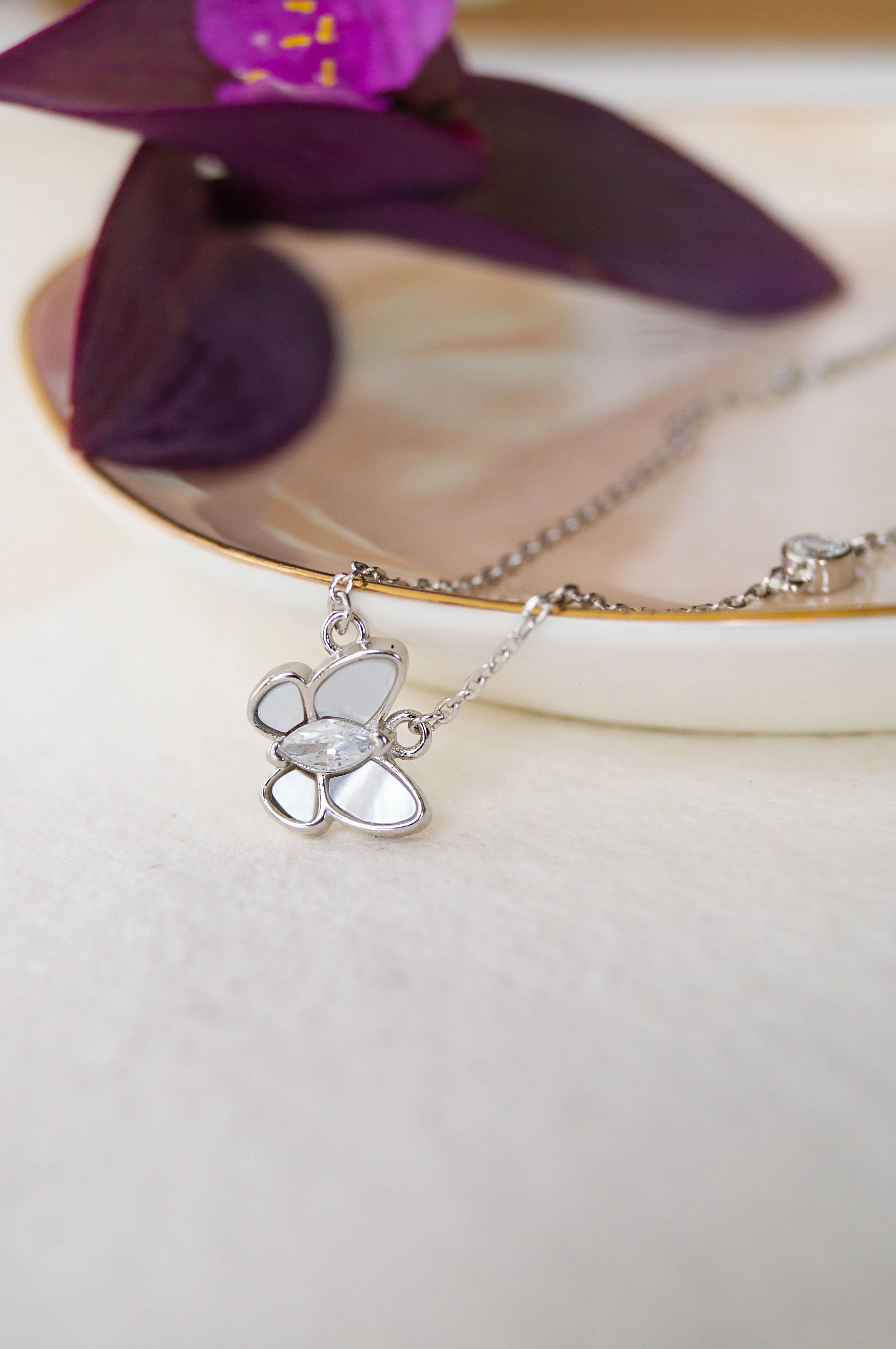 Butterfly Flutter Sterling Silver Chain Necklace