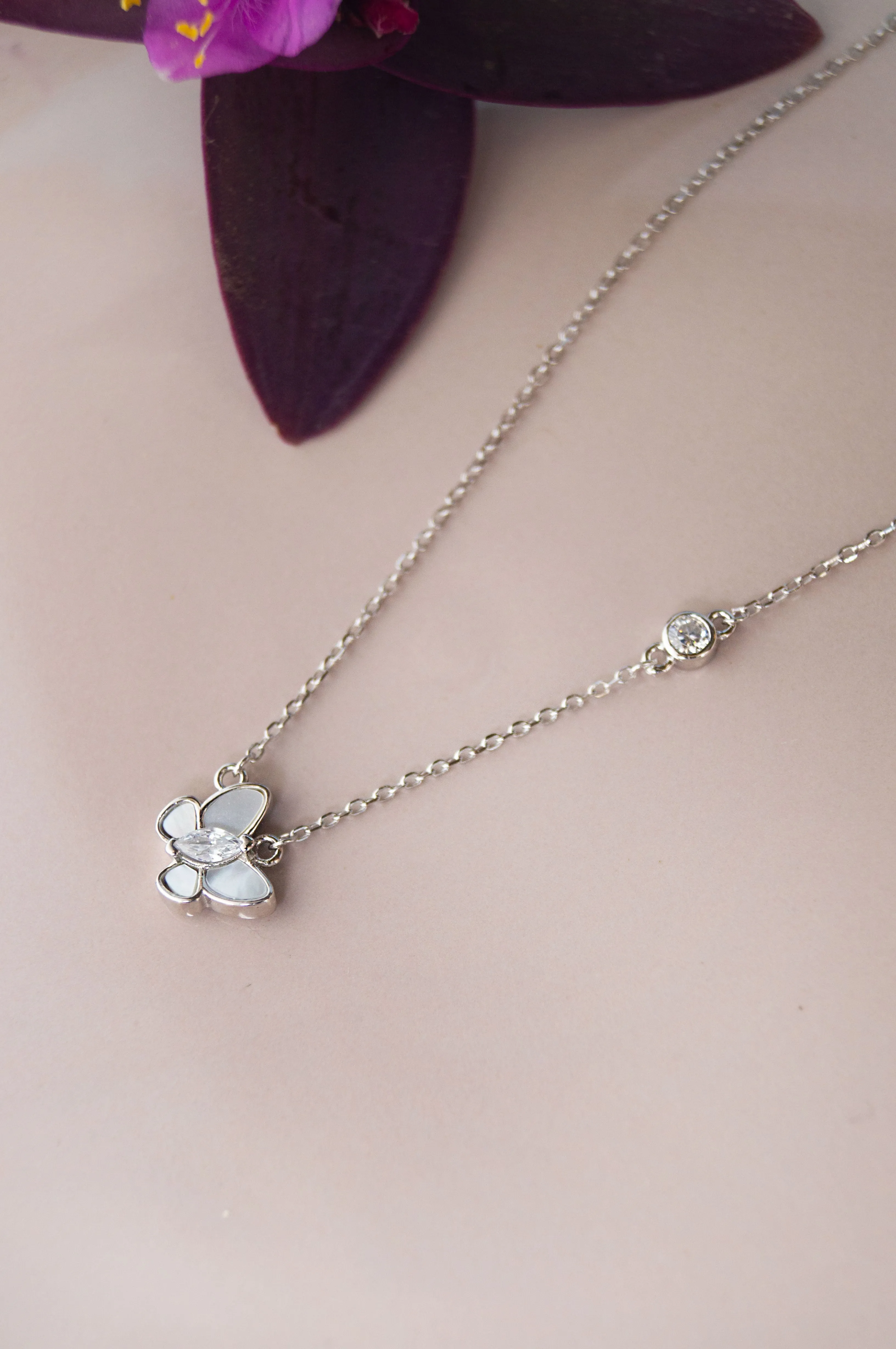 Butterfly Flutter Sterling Silver Chain Necklace