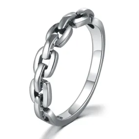 Cable Link Chain 925 Sterling Silver Vintage Steampunk Ring