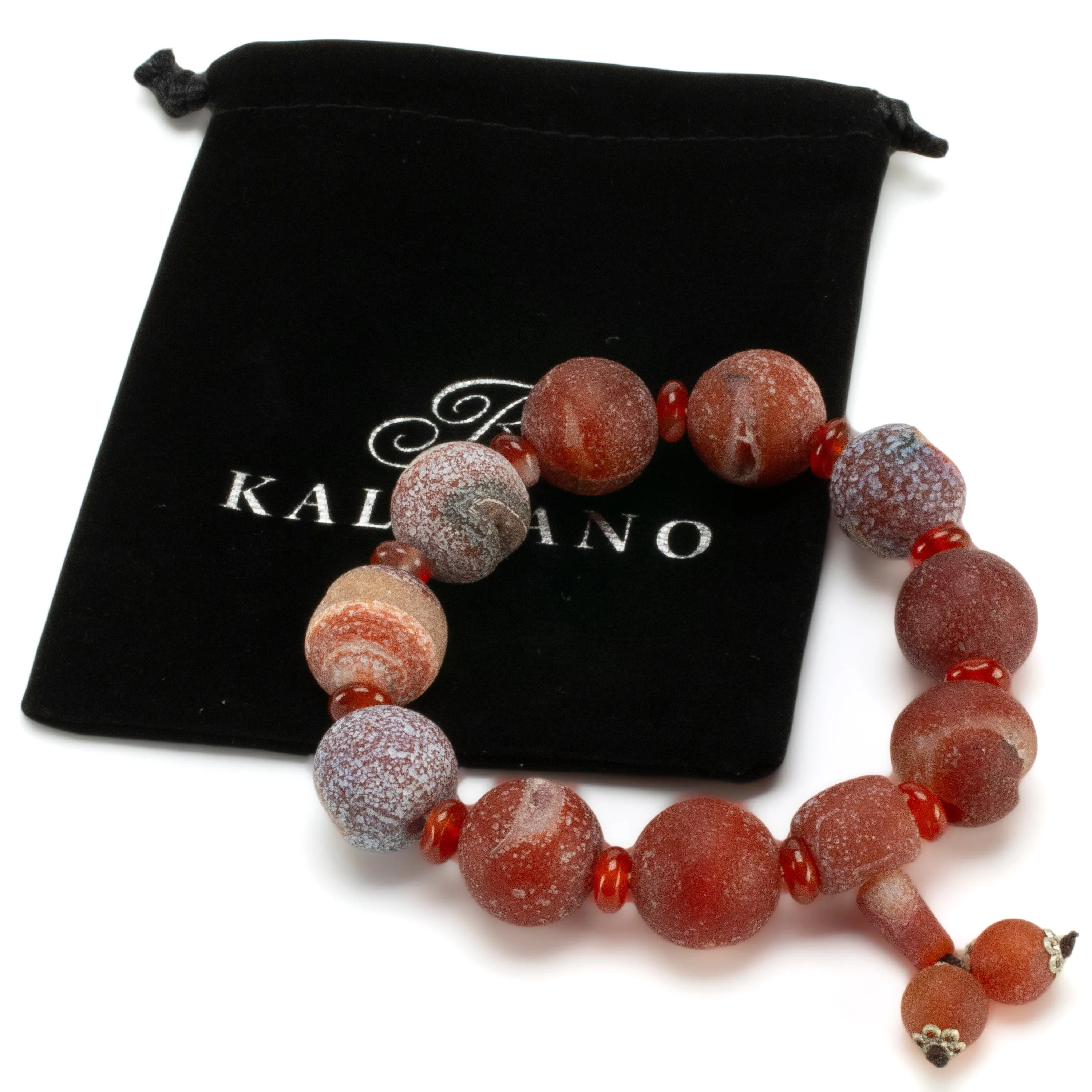 Carnelian 18mm Gemstone Bead Elastic Bracelet with Tassel