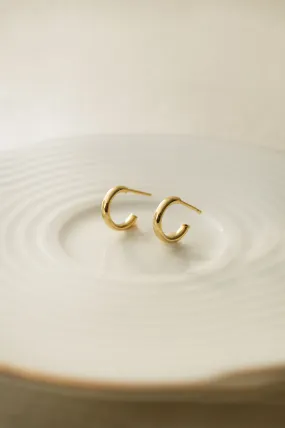 Classic Curve Gold Plated Sterling Silver French Hoop Earrings