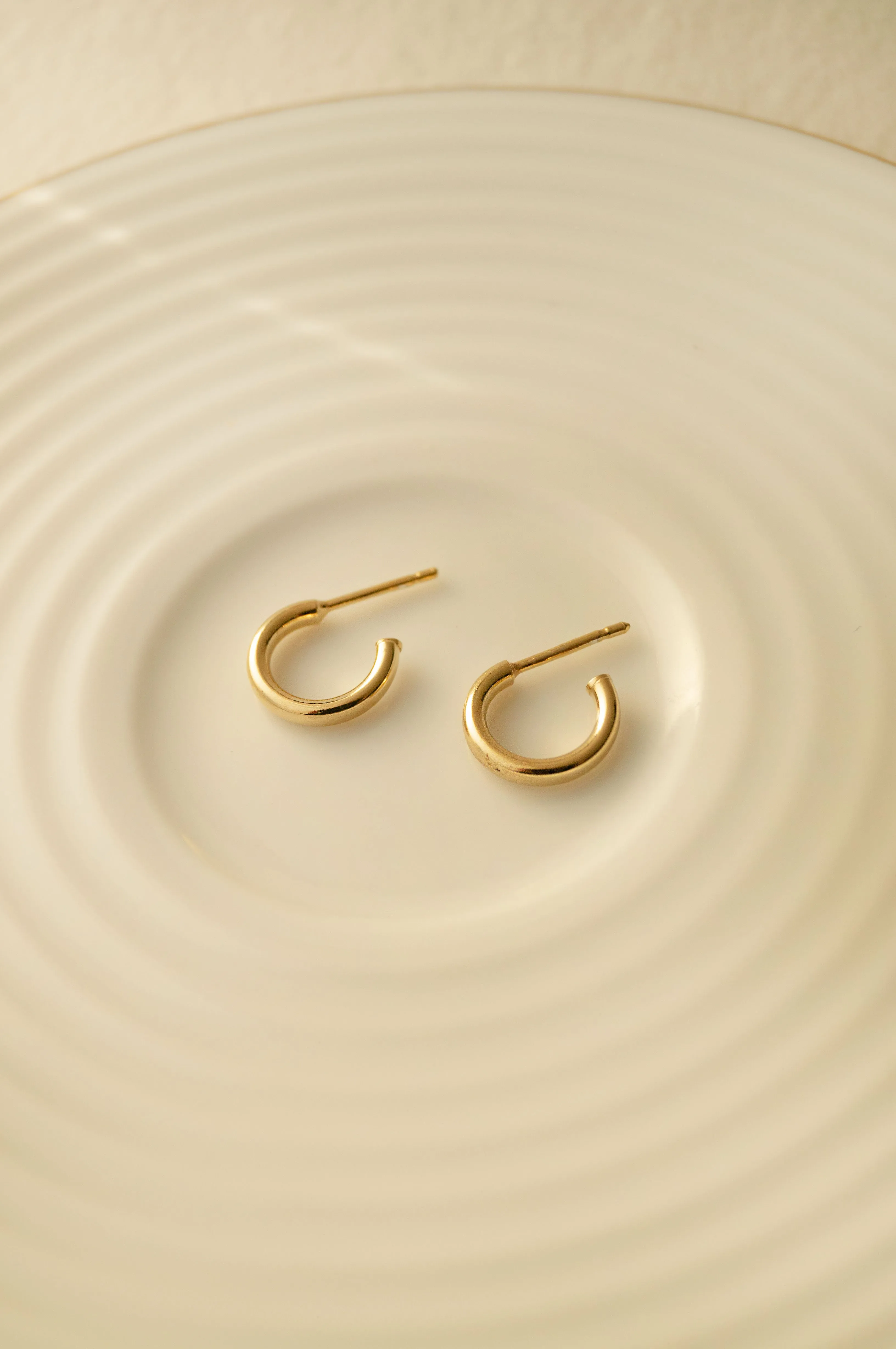 Classic Curve Gold Plated Sterling Silver French Hoop Earrings