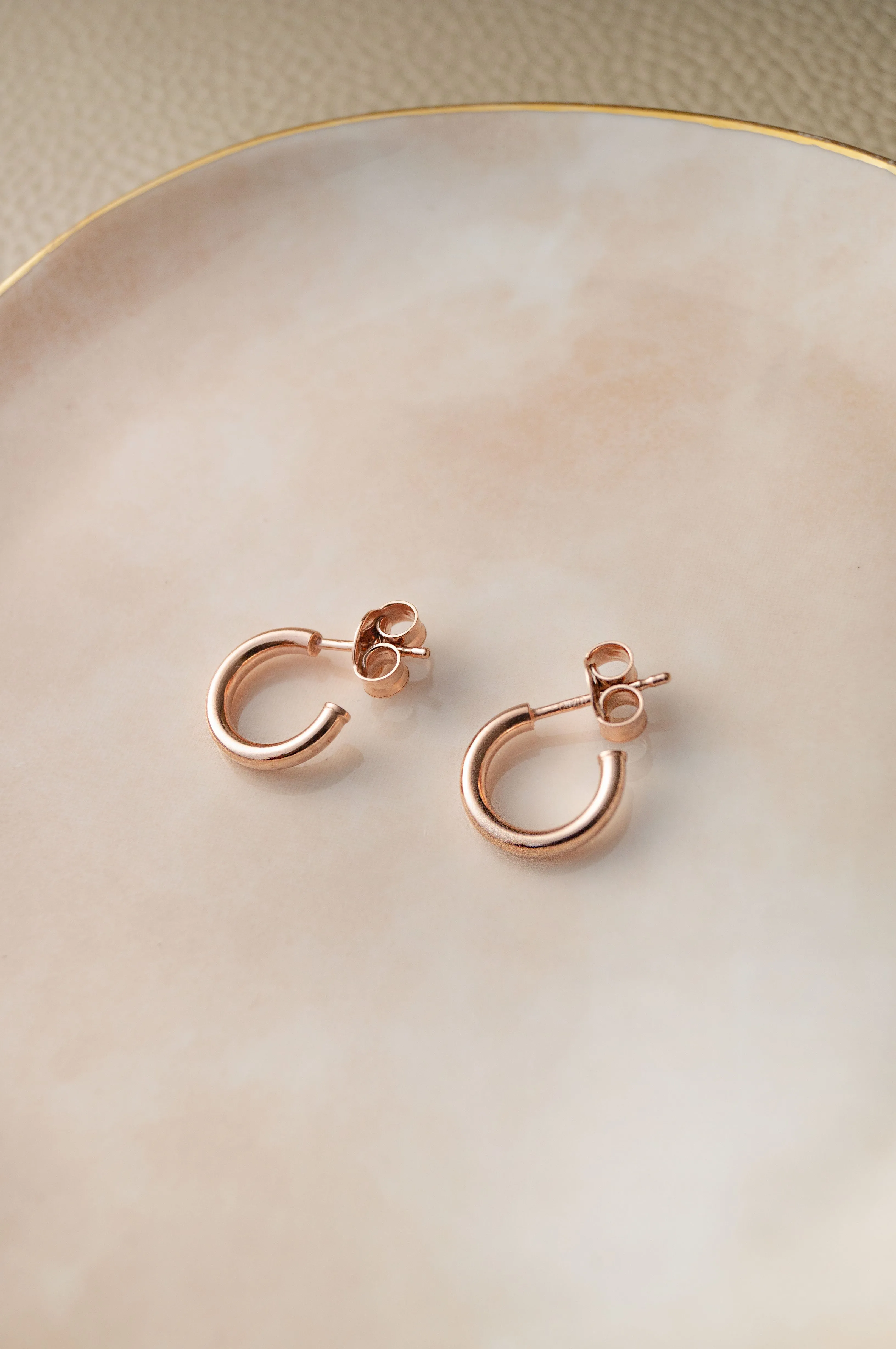 Classic Curve Gold Plated Sterling Silver French Hoop Earrings