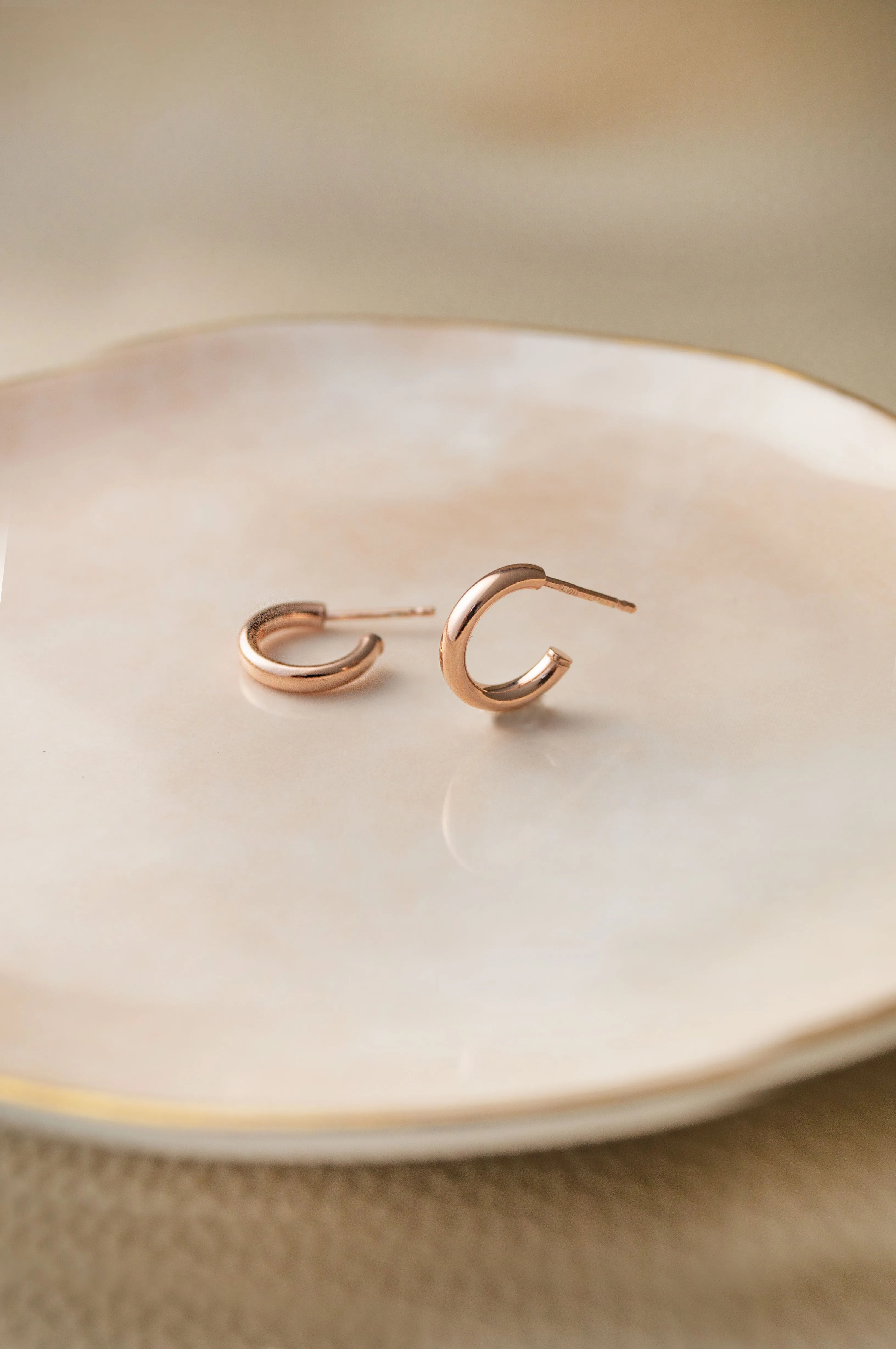 Classic Curve Gold Plated Sterling Silver French Hoop Earrings