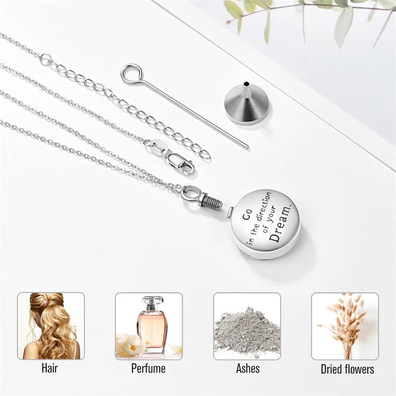 Copmass Ashes Necklace 925 Sterling Sliver Urn Pendant Ashes Keepsake Cremation Jewellery Memorial Gifts for Women with Funnel Filler