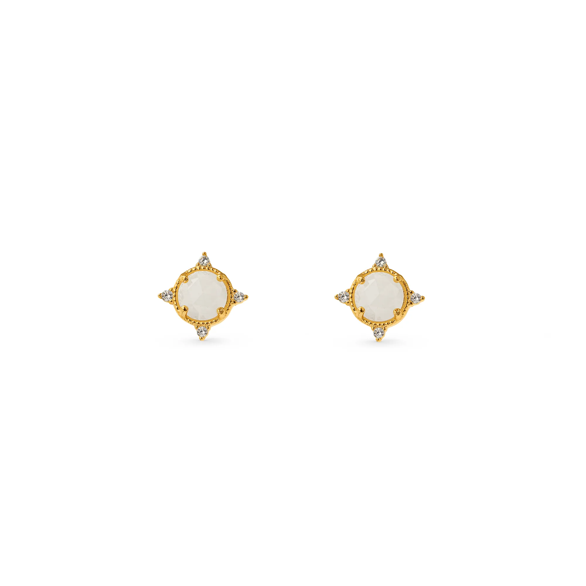 Crystal & Moonstone Stud Earrings