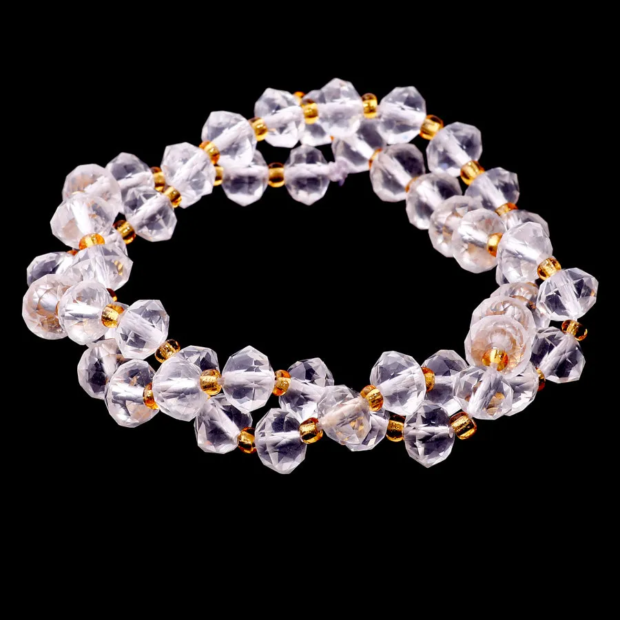 Crystal Quartz 6x8mm Tri Cut Faceted Rondelle - 15-16 Inch