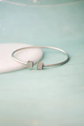 Cubic Glam Sterling Silver Adjustable Bracelet