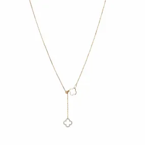 Diamond Clover Lariat Bolo Necklace