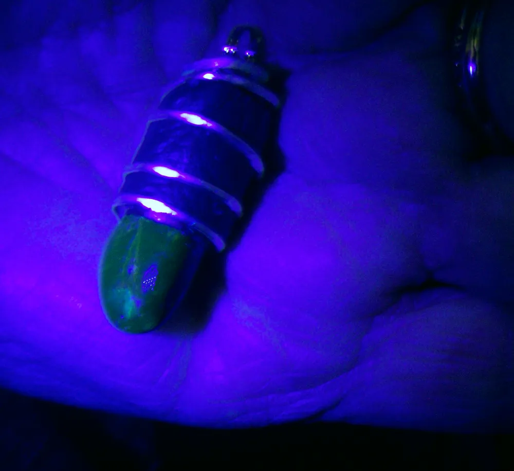 Dominican Green Amber Leather Wrapped Bullet Pendant