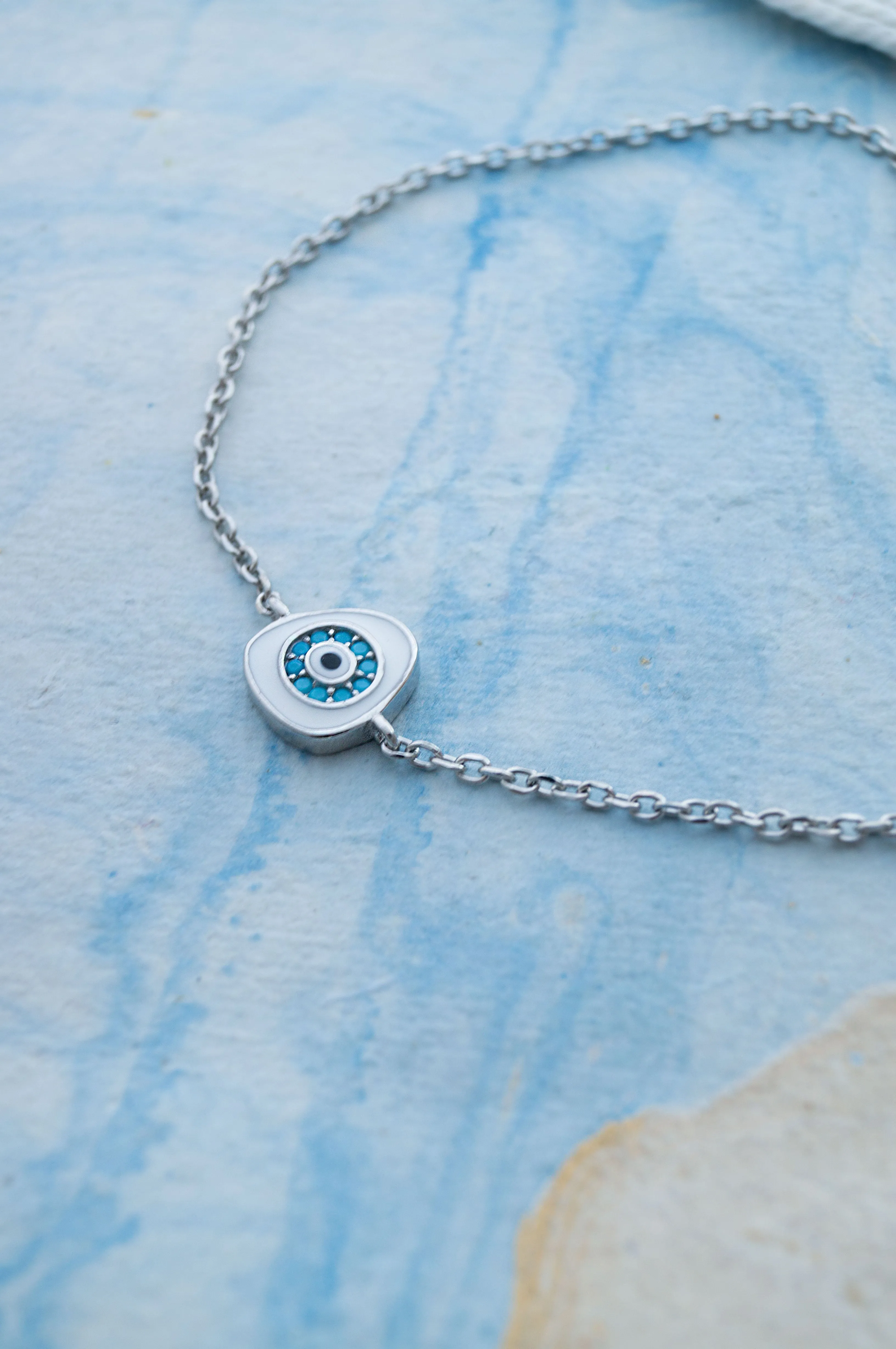 Eclectic Evil Eye Sterling Silver Chain Bracelet