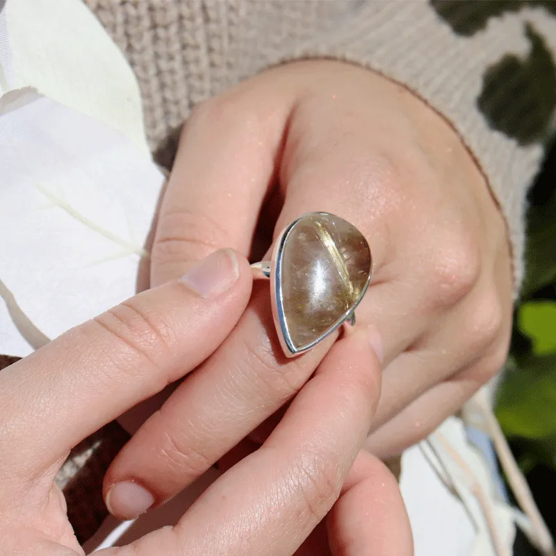 Eesha Rutilated Quartz Teardrop Ring