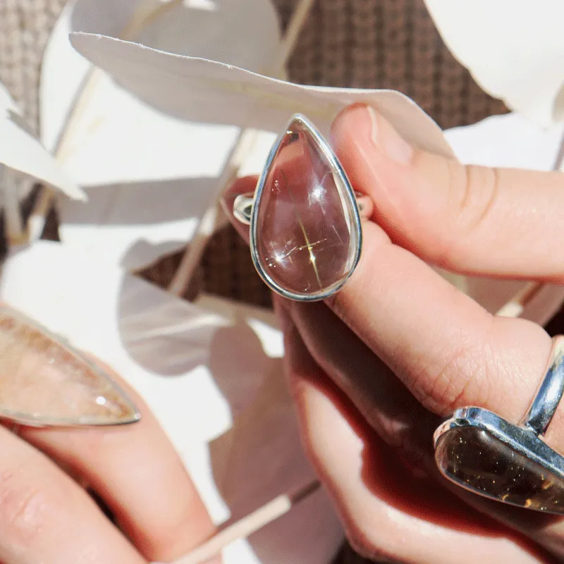 Eesha Rutilated Quartz Teardrop Ring