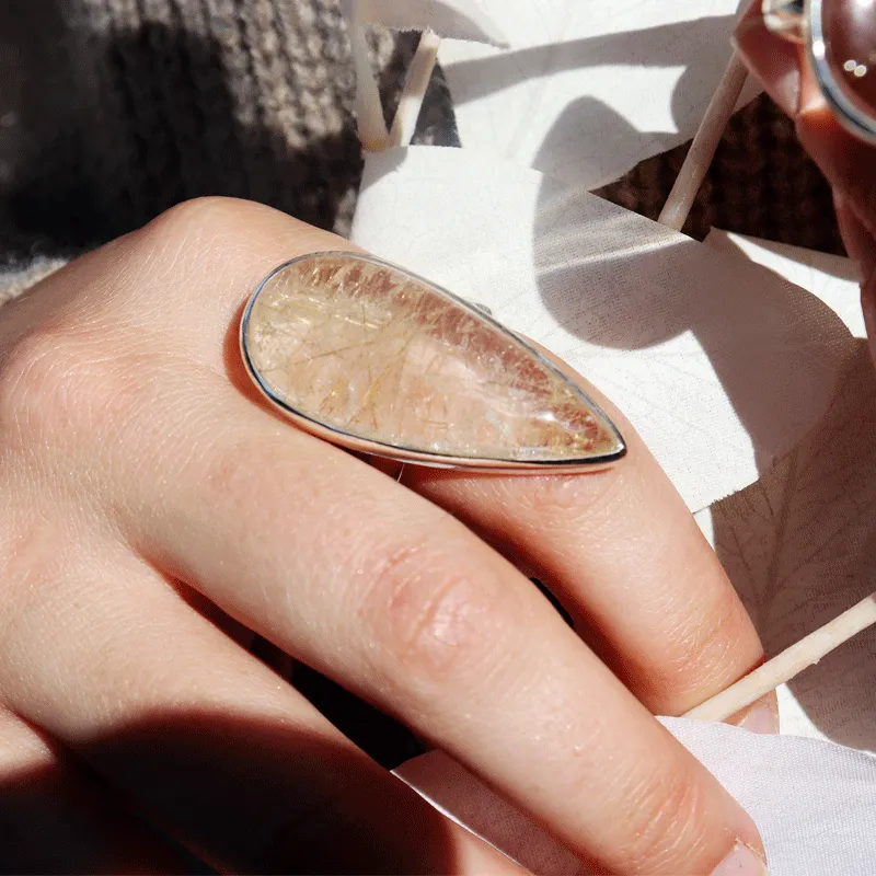 Eesha Rutilated Quartz Teardrop Ring