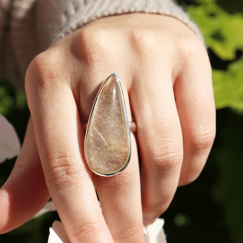 Eesha Rutilated Quartz Teardrop Ring