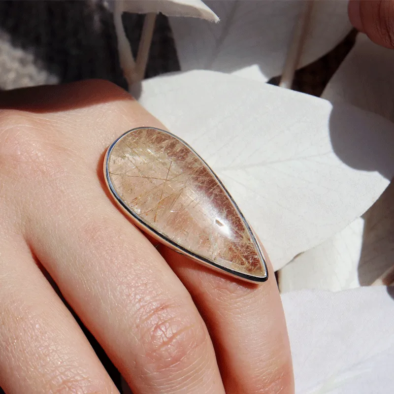 Eesha Rutilated Quartz Teardrop Ring