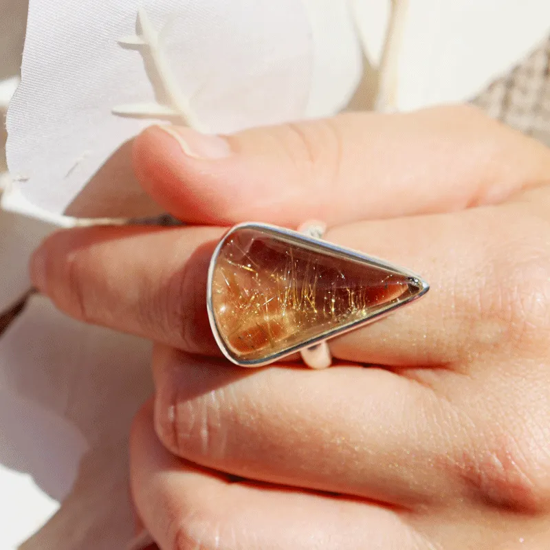 Eesha Rutilated Quartz Teardrop Ring