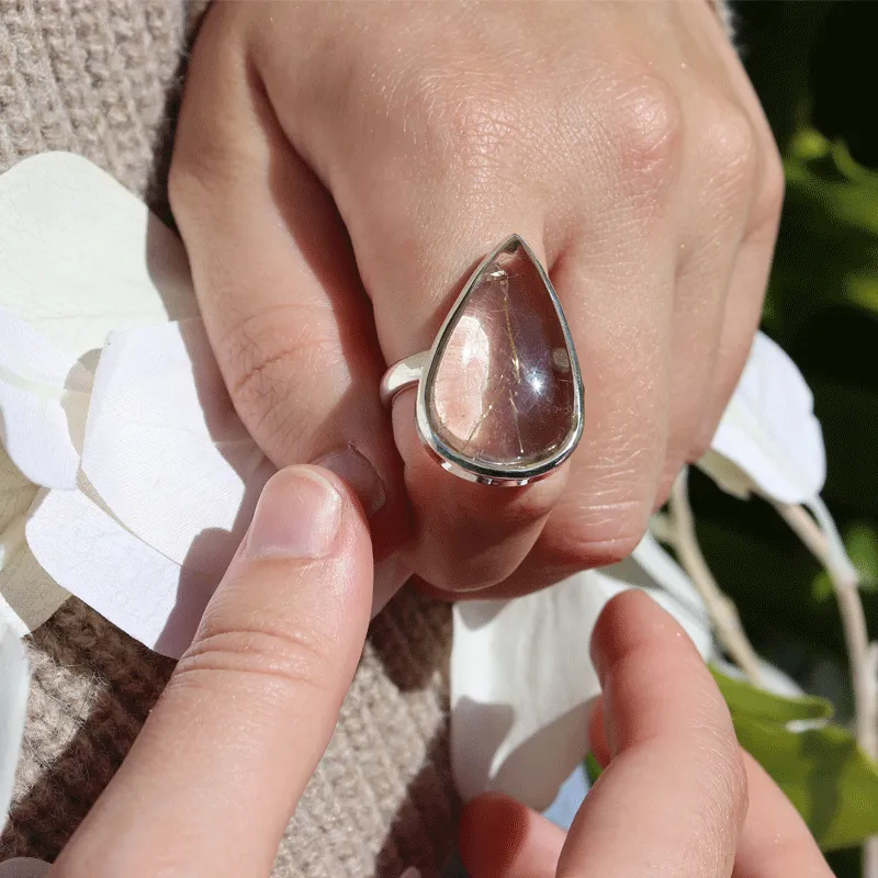 Eesha Rutilated Quartz Teardrop Ring