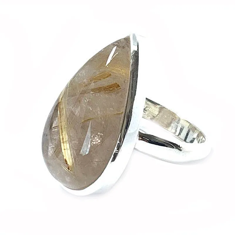 Eesha Rutilated Quartz Teardrop Ring